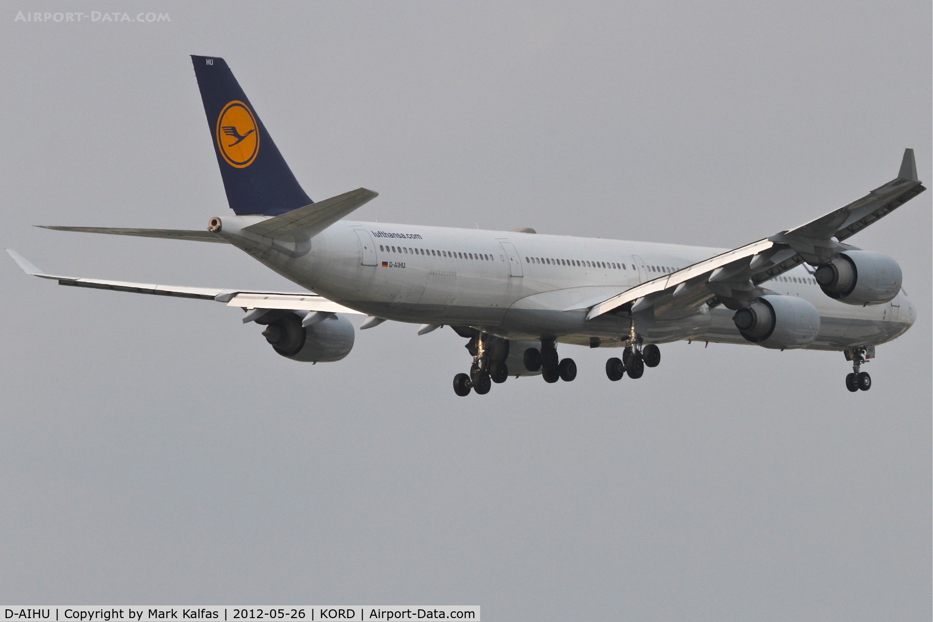D-AIHU, 2008 Airbus A340-642 C/N 848, Lufthansa Airbus 340-642, DLH434 arriving from Munich Int'l /EDDM, RWY 10 approach KORD.