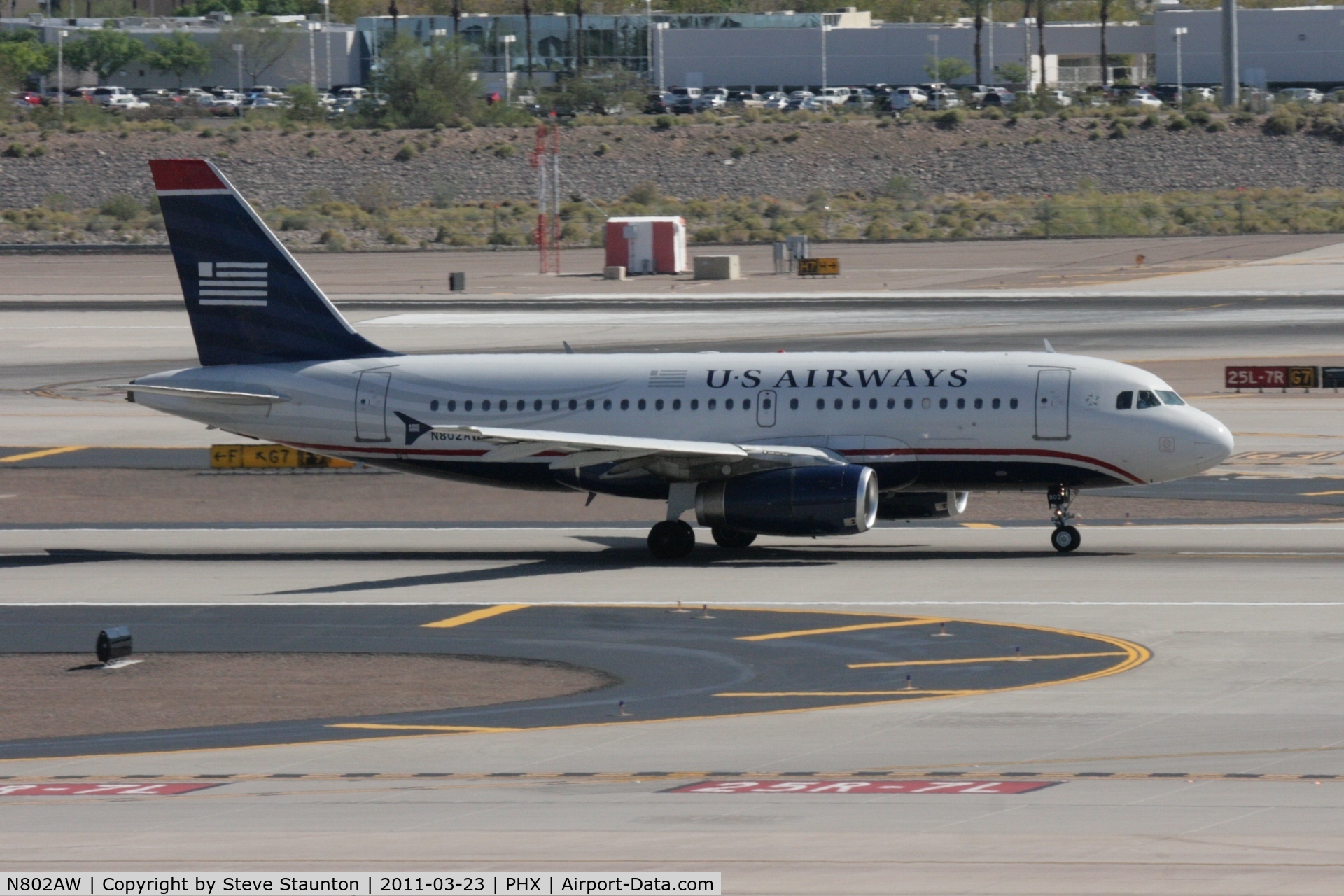 N802AW, 1998 Airbus A319-132 C/N 0924, Taken at Phoenix Sky Harbor Airport, in March 2011 whilst on an Aeroprint Aviation tour