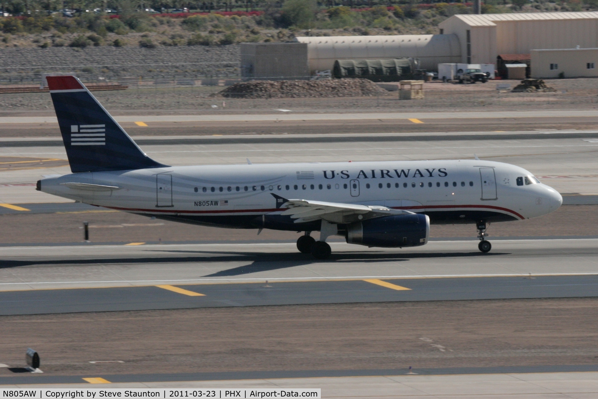 N805AW, 1999 Airbus A319-132 C/N 1049, Taken at Phoenix Sky Harbor Airport, in March 2011 whilst on an Aeroprint Aviation tour