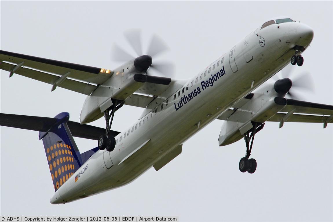 D-ADHS, 2001 De Havilland Canada DHC-8-402Q Dash 8 C/N 4044, Noon shuttle from MUC....