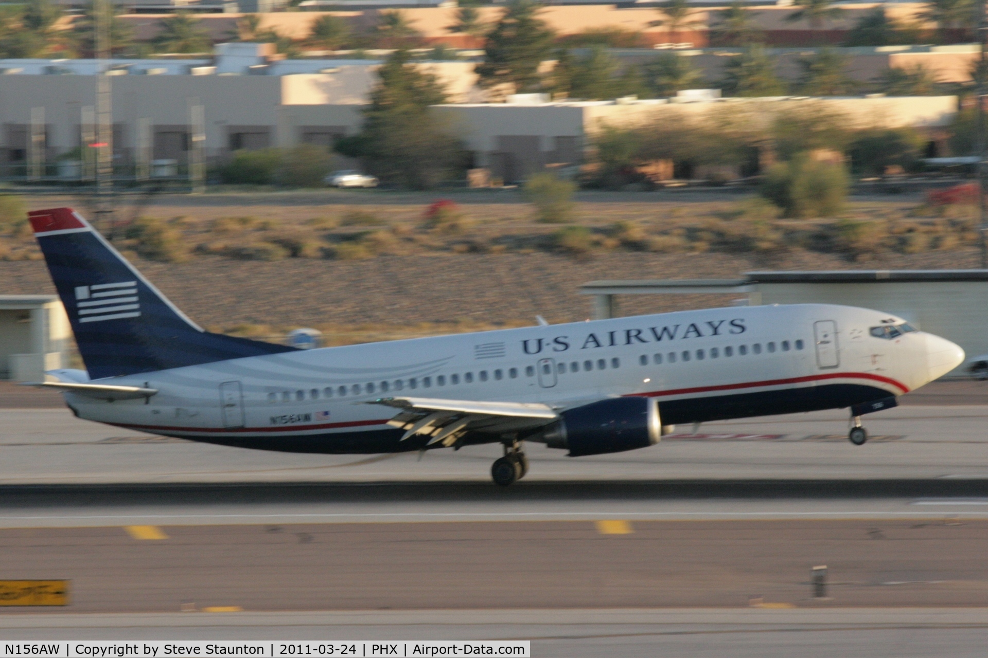 N156AW, 1987 Boeing 737-3G7 C/N 23778, Taken at Phoenix Sky Harbor Airport, in March 2011 whilst on an Aeroprint Aviation tour