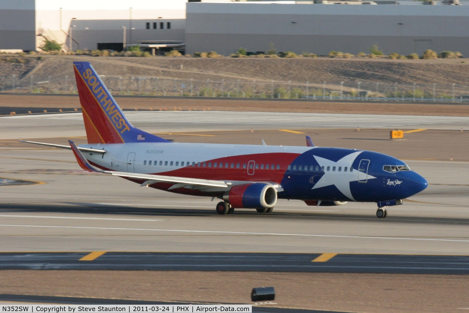 N352SW, 1990 Boeing 737-3H4 C/N 24888, Taken at Phoenix Sky Harbor Airport, in March 2011 whilst on an Aeroprint Aviation tour