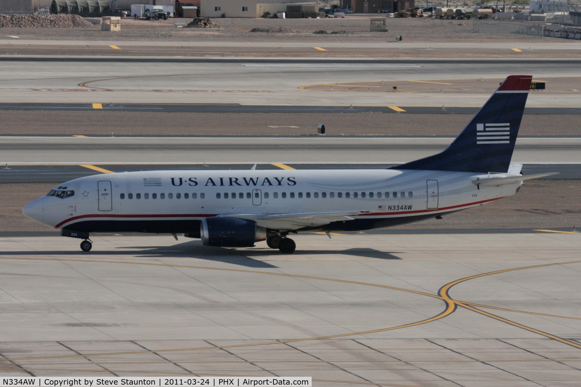 N334AW, 1987 Boeing 737-3Y0 C/N 23748, Taken at Phoenix Sky Harbor Airport, in March 2011 whilst on an Aeroprint Aviation tour