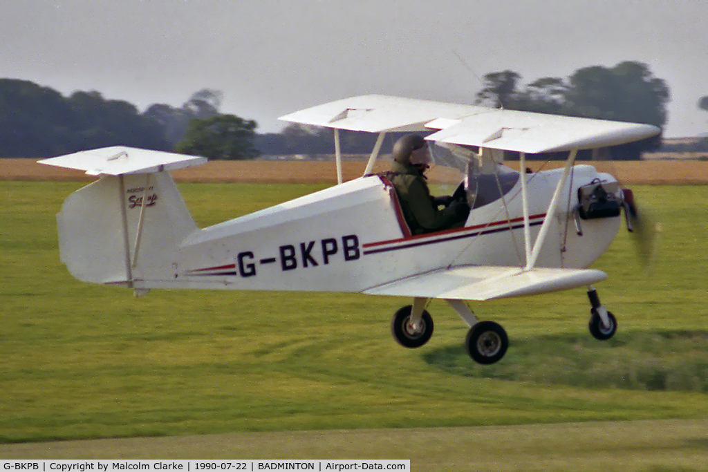 G-BKPB, 1985 Aerosport Scamp C/N PFA 117-10736, Aerosport Scamp. A rather poor picture of this quite rare aircraft at Badminton Air Day in 1990.