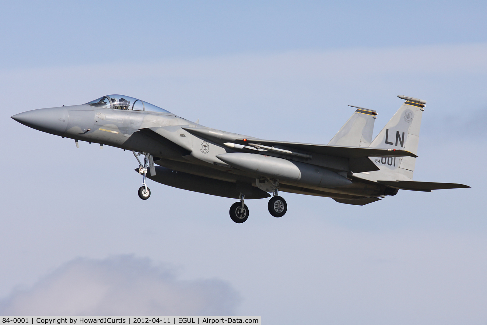 84-0001, 1984 McDonnell Douglas F-15C Eagle C/N 0908/C304, Coming in to land.