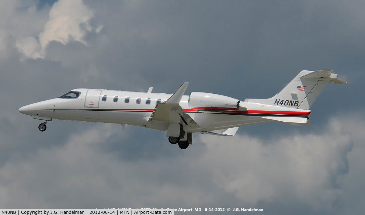 N40NB, 2007 Learjet Inc 45 C/N 2087, take off at Martin State