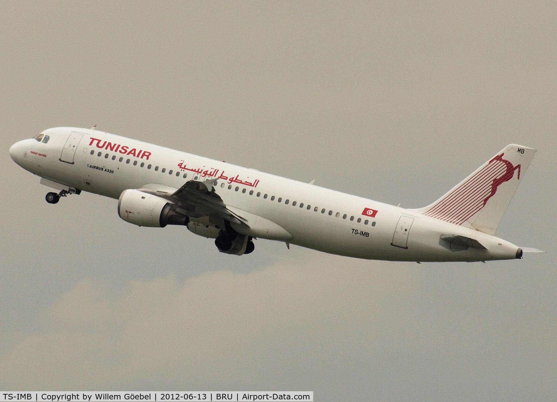 TS-IMB, 1990 Airbus A320-211 C/N 0119, Take off from Brussel Airport