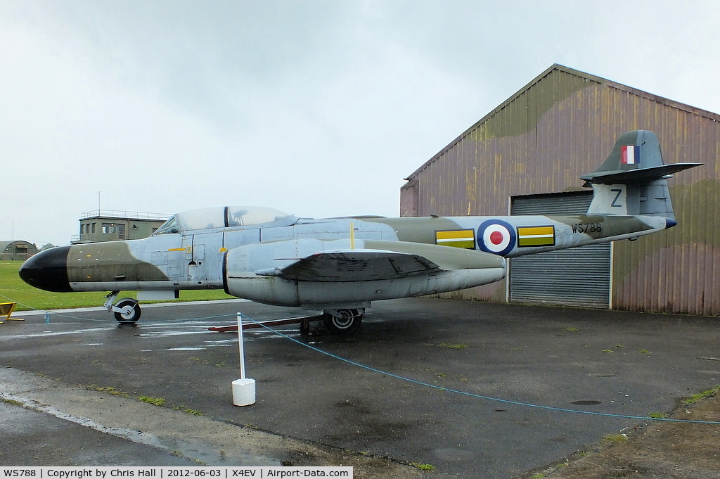 WS788, 1954 Gloster Meteor NF(T).14 C/N Not found WS788, The Museum's aircraft was built at Bagington, Coventry, in February 1954. In July 1954, it was issued to 152 Squadron at Wattisham. It served with the No.1 Air Navigation School at Thorney Island and later at No.2 School at Stradishall