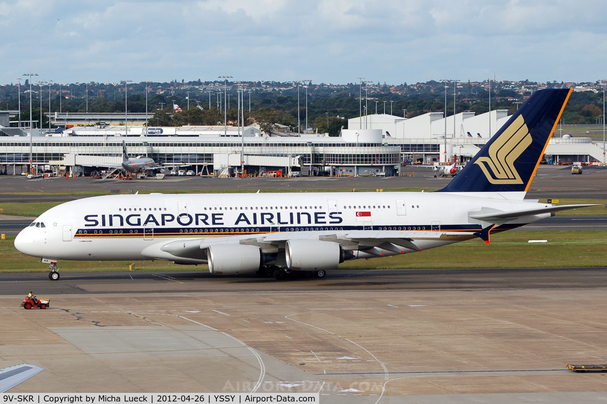 9V-SKR, 2011 Airbus A380-841 C/N 082, Size comparison: Tug versus whale!