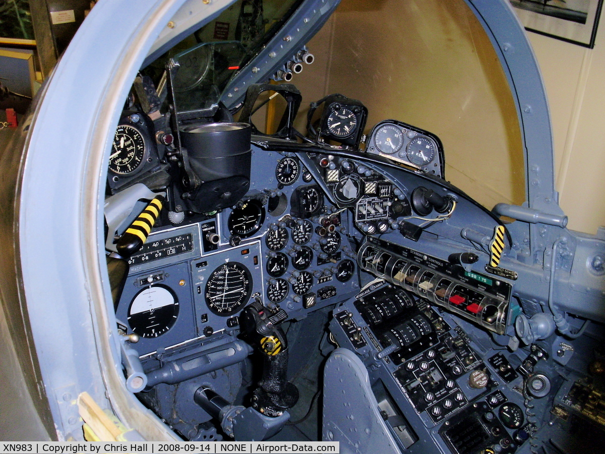 XN983, 1965 Hawker Siddeley Buccaneer S.2B C/N B3-10-63, Blckburn Buccaneer SB2 cockpit on display at the Fenland & West Norfolk Aviation Museum