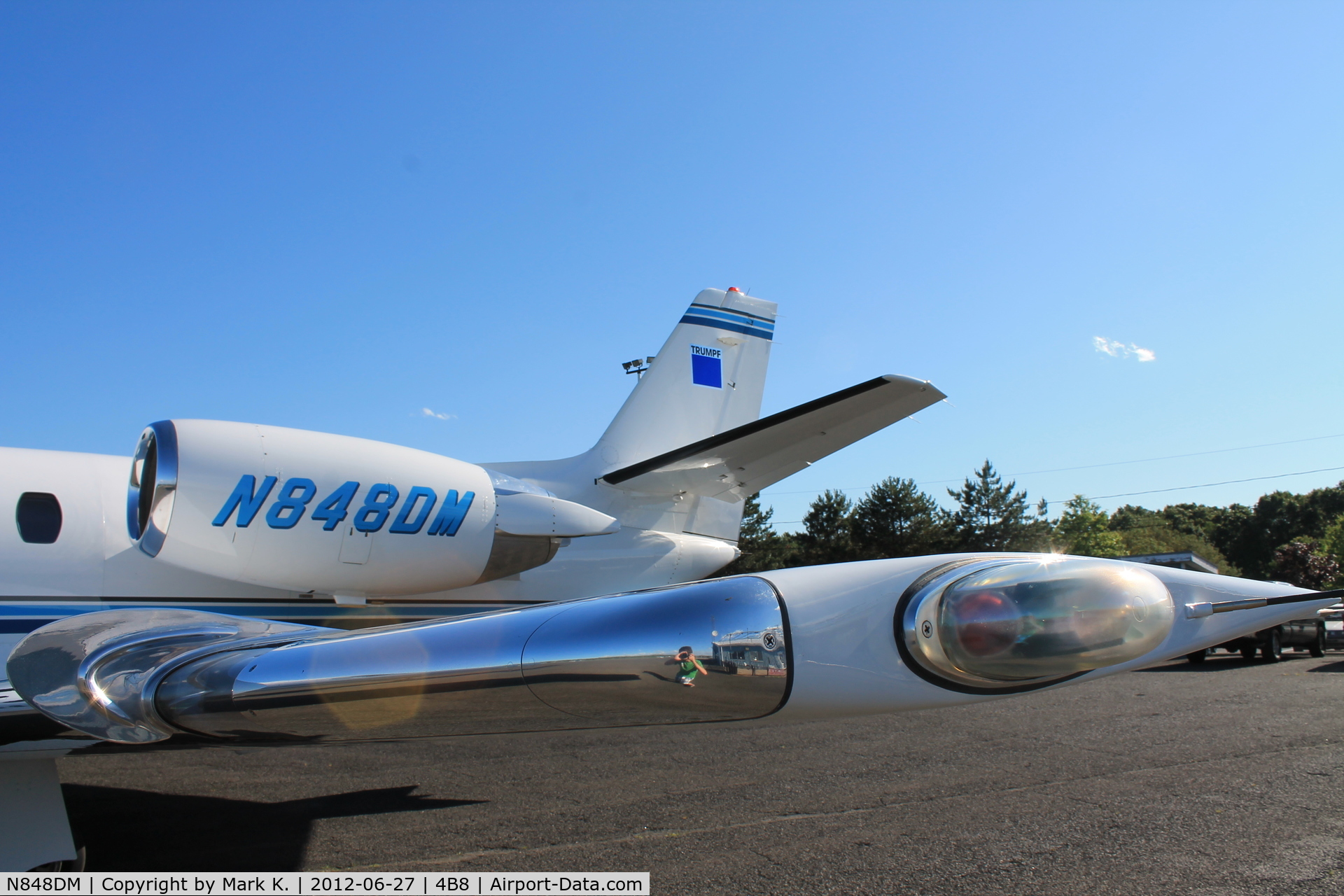 N848DM, 2003 Cessna 560XL Citation Excel C/N 560-5329, Wing tip and tail of N848DM.