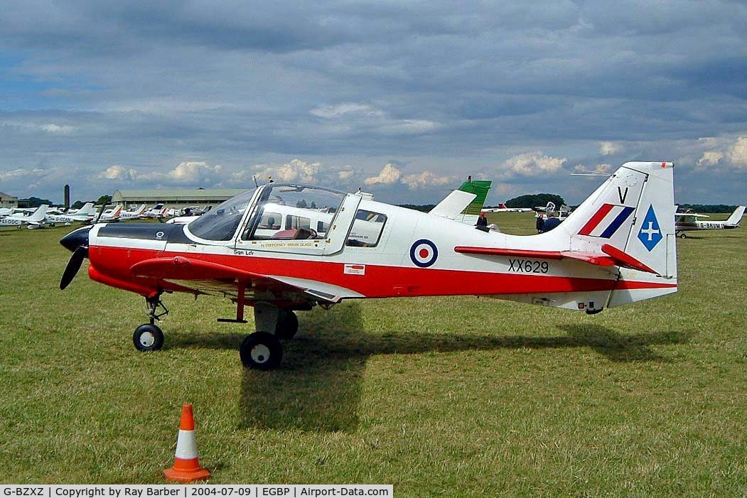 G-BZXZ, 1974 Scottish Aviation Bulldog T.1 C/N BH120/294, Scottish Aviation Bulldog T.1 [BH120-294] Kemble~G 09/07/2004. Marked XX629 coded V.