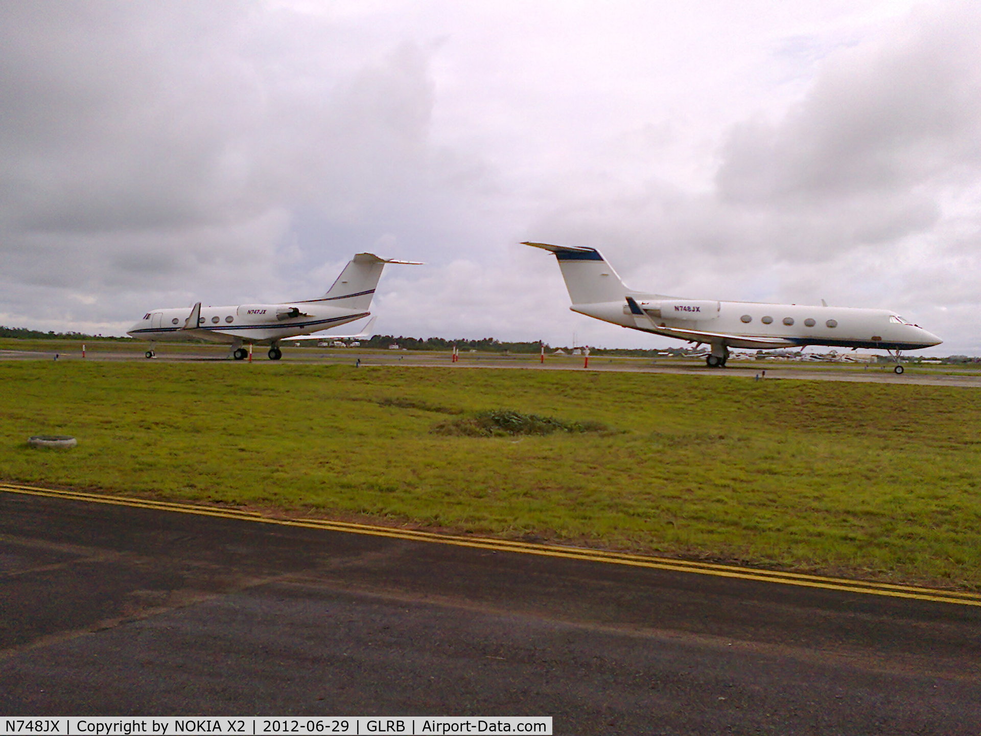 N748JX, 1983 Gulfstream Aerospace G-1159A Gulfstream III C/N 377, BOTH N747JX and N748JX PARKED IN LIBERIA
