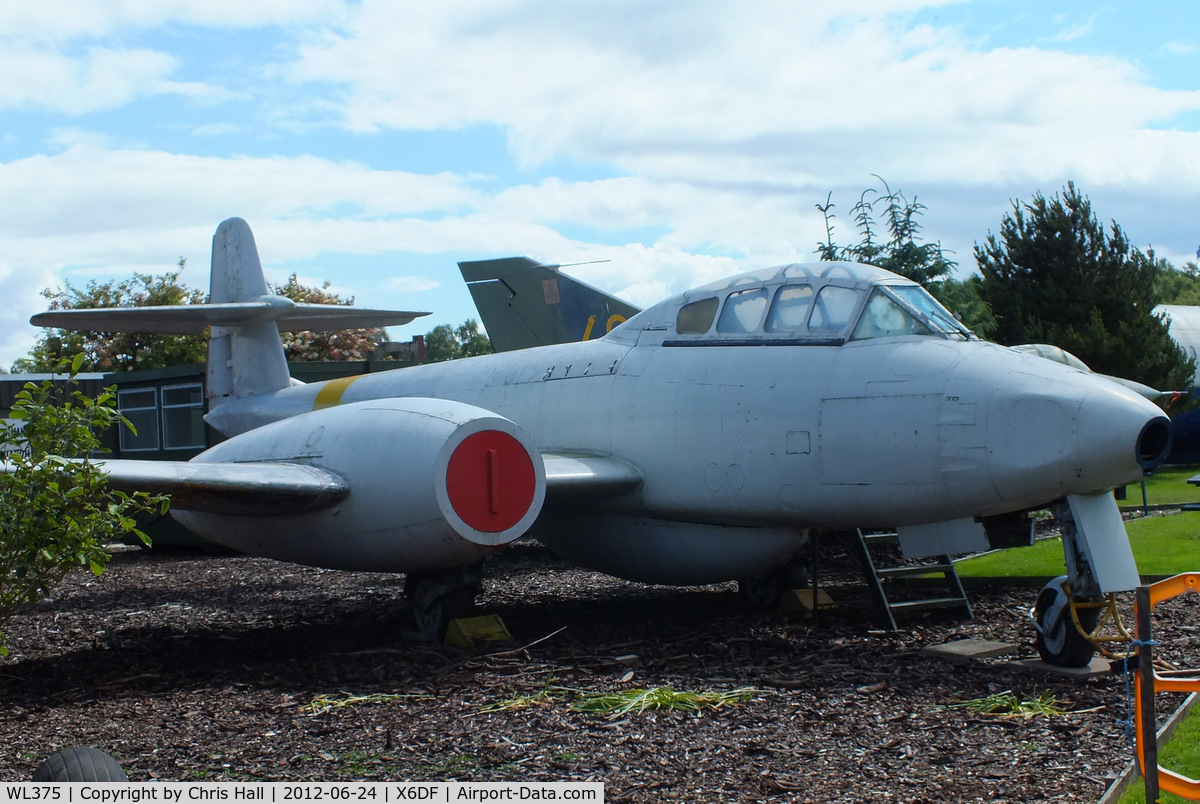WL375, Gloster Meteor T.7(Mod) C/N Not found WL375, former Royal Aircraft Establishment Meteor which was modified with a Mk.8 rear fuselage now preserved at the Dumfries & Galloway Aviation Museum