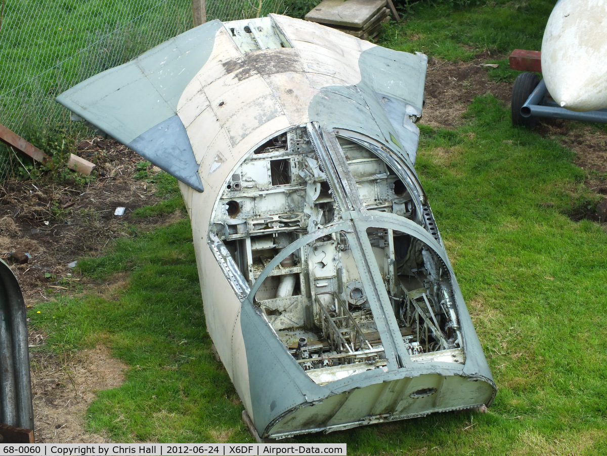 68-0060, 1968 General Dynamics F-111E Aardvark C/N A1-229/E-70, General Dynamics F-111E escape capsule which crashed at Wainfleet Rangers, Lincolnshire. on 5th November 1975 following a bird strike which penetrated the right windscreen. Now preserved at the Dumfries and Galloway Aviation Museum
