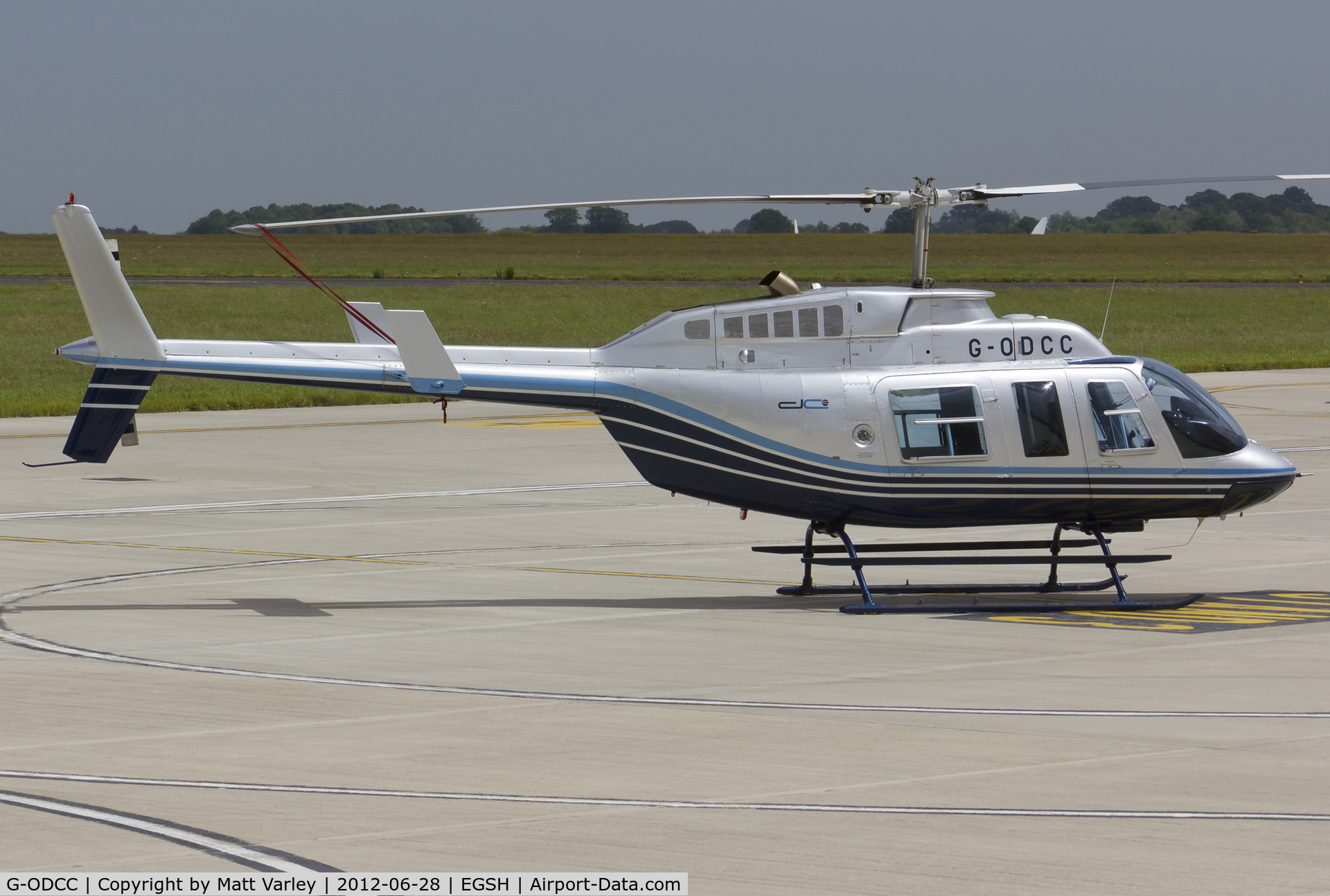 G-ODCC, 1983 Bell 206L-3 LongRanger III C/N 51070, Sat on stand at SaxonAir.