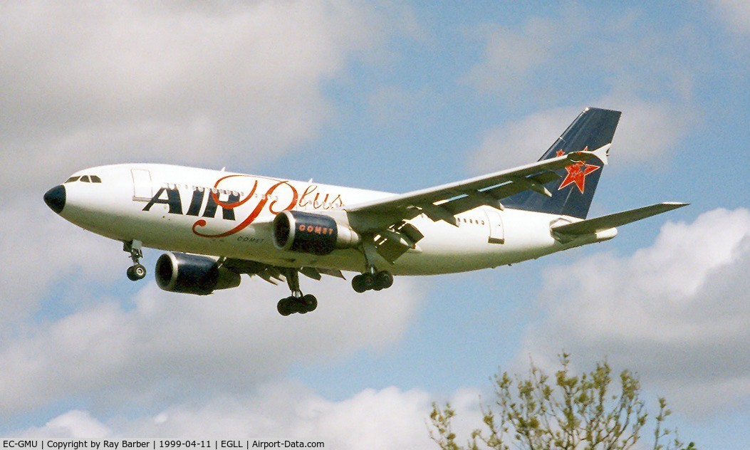EC-GMU, 1988 Airbus A310-324 C/N 451, Airbus A310-324 [451] (Air Plus Comet) Heathrow~G 11/04/1999. Broken up Opa Locka in 2009.