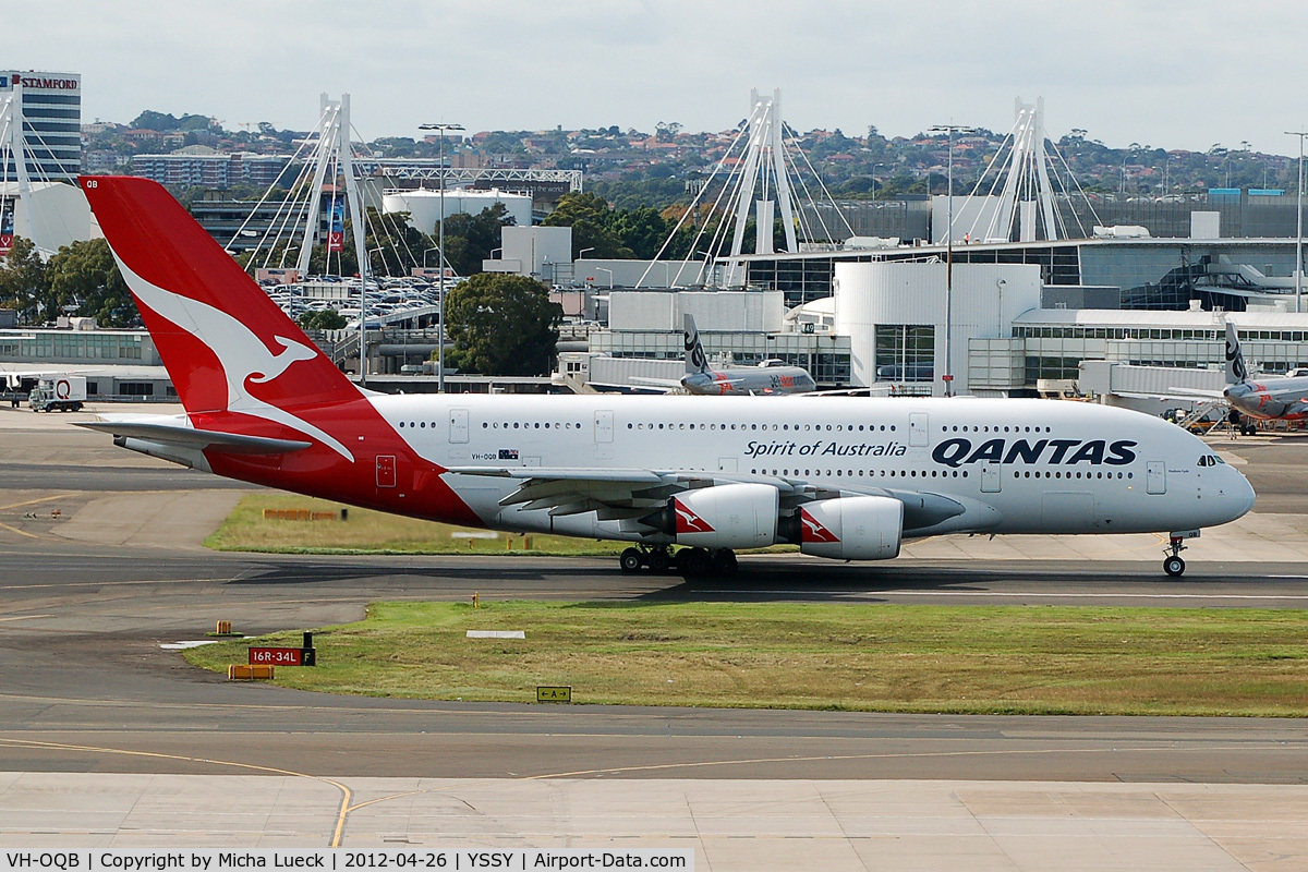 VH-OQB, 2008 Airbus A380-842 C/N 015, At Sydney