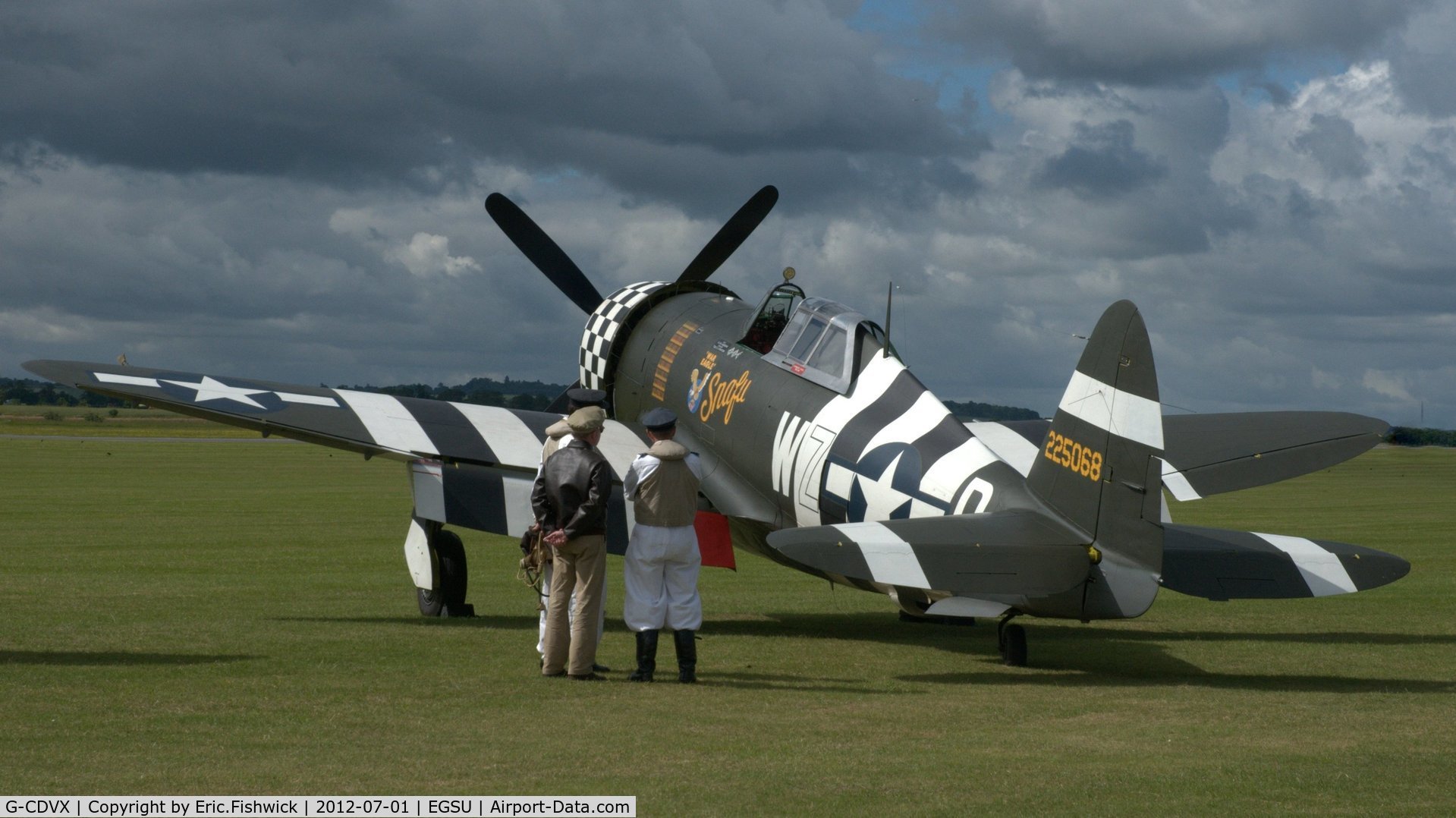 G-CDVX, 1942 Curtiss P-47G Thunderbolt C/N 21953, 1. G-CDVX - 'razorback' with colours of 78th Fighter Group.