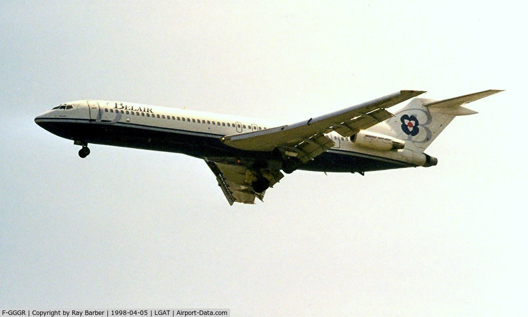 F-GGGR, 1973 Boeing 727-2H3 C/N 20822, Boeing 727-2H3 [20822] (Belair) Athens~SX 05/04/1998. Seen on approach Athens-Hellinikon~SX