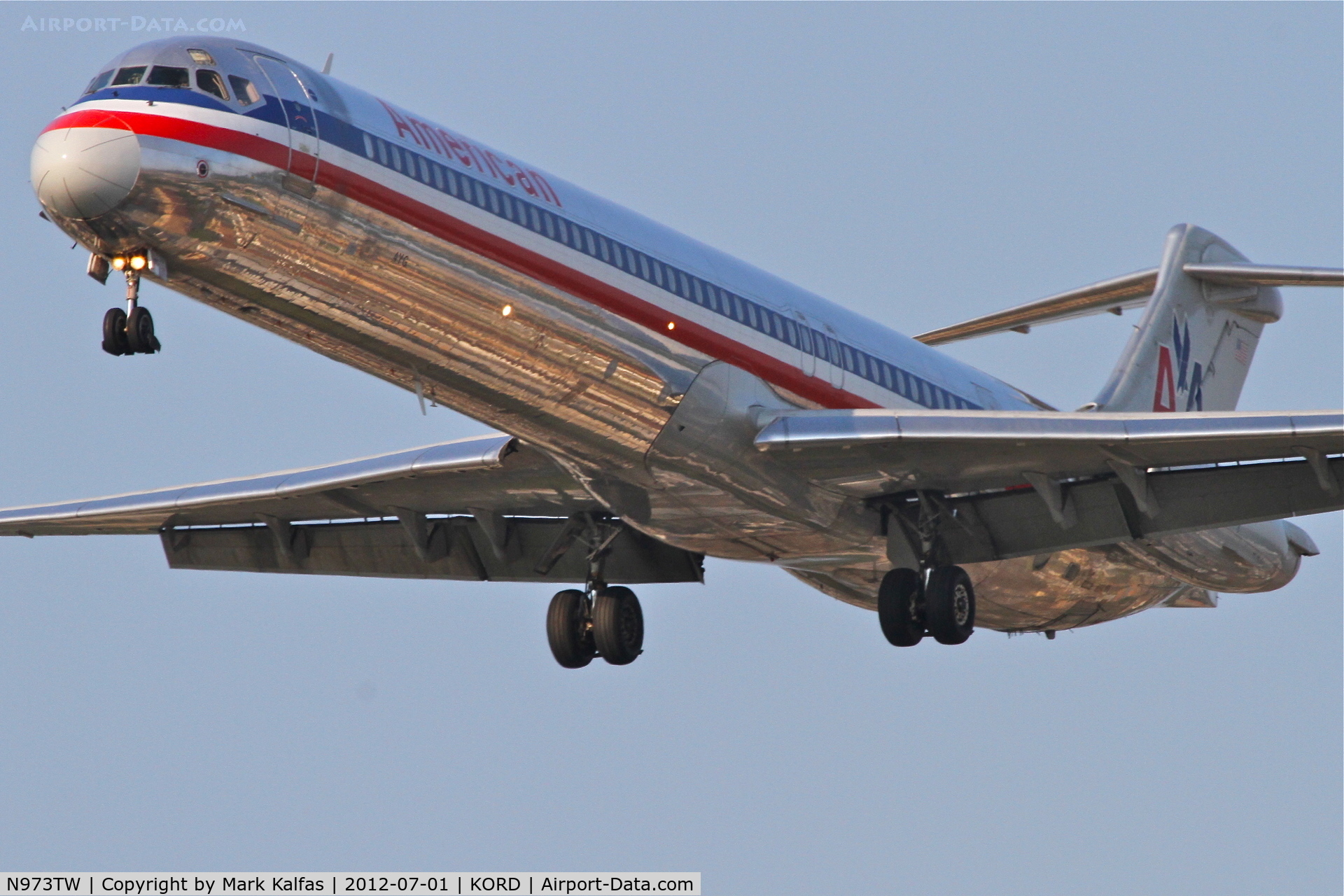 N973TW, 1999 McDonnell Douglas MD-83 (DC-9-83) C/N 53623, American Airlines Mcdonnell Douglas DC-9-83, AAL2356 arriving from Dallas-Fort Worth Int'l /KDFW, RWY 28 approach KORD.