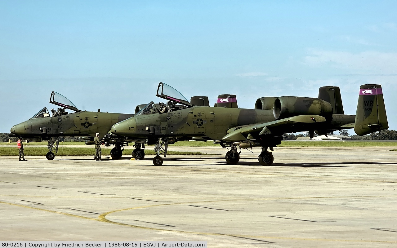 80-0216, 1980 Fairchild Republic A-10A Thunderbolt II C/N A10-0566, last chance inspection at RAF Bentwaters