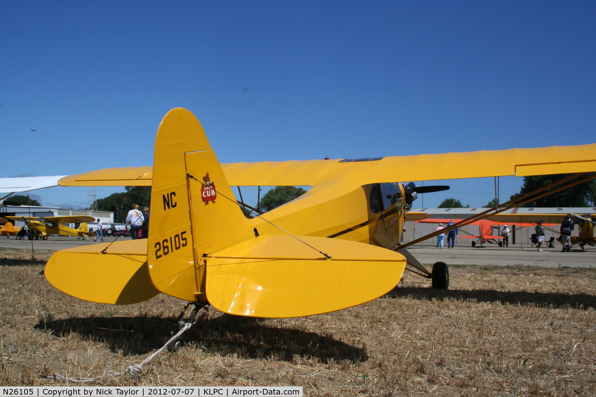 N26105, Piper J3C-65 Cub Cub C/N 4051, Lompoc Piper Cub fly in 2012