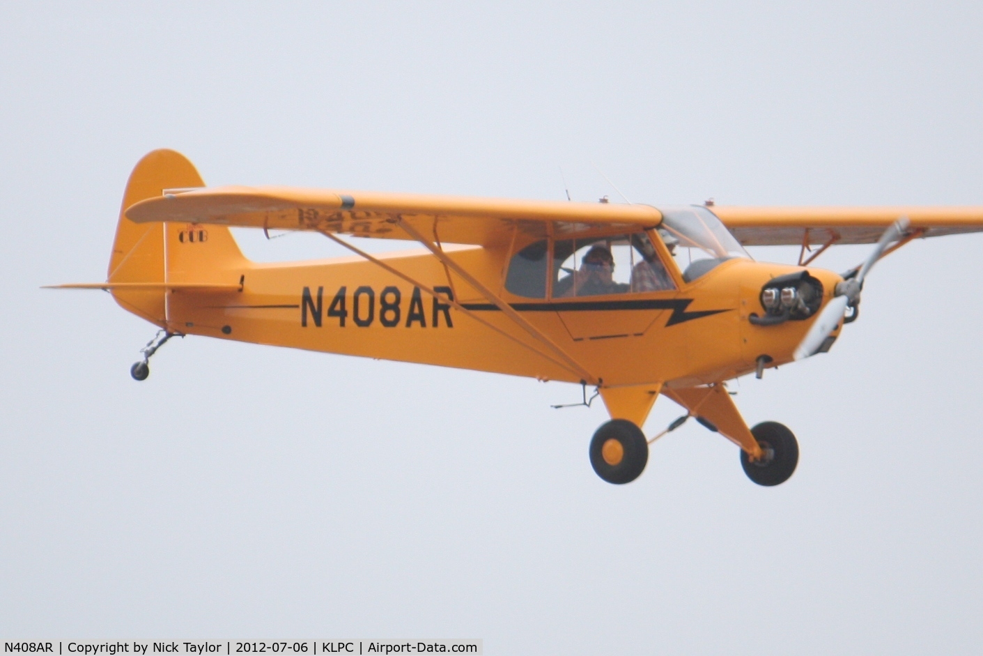 N408AR, American Legend AL3 C/N AL-1144, Lompoc Piper Cub fly in 2012