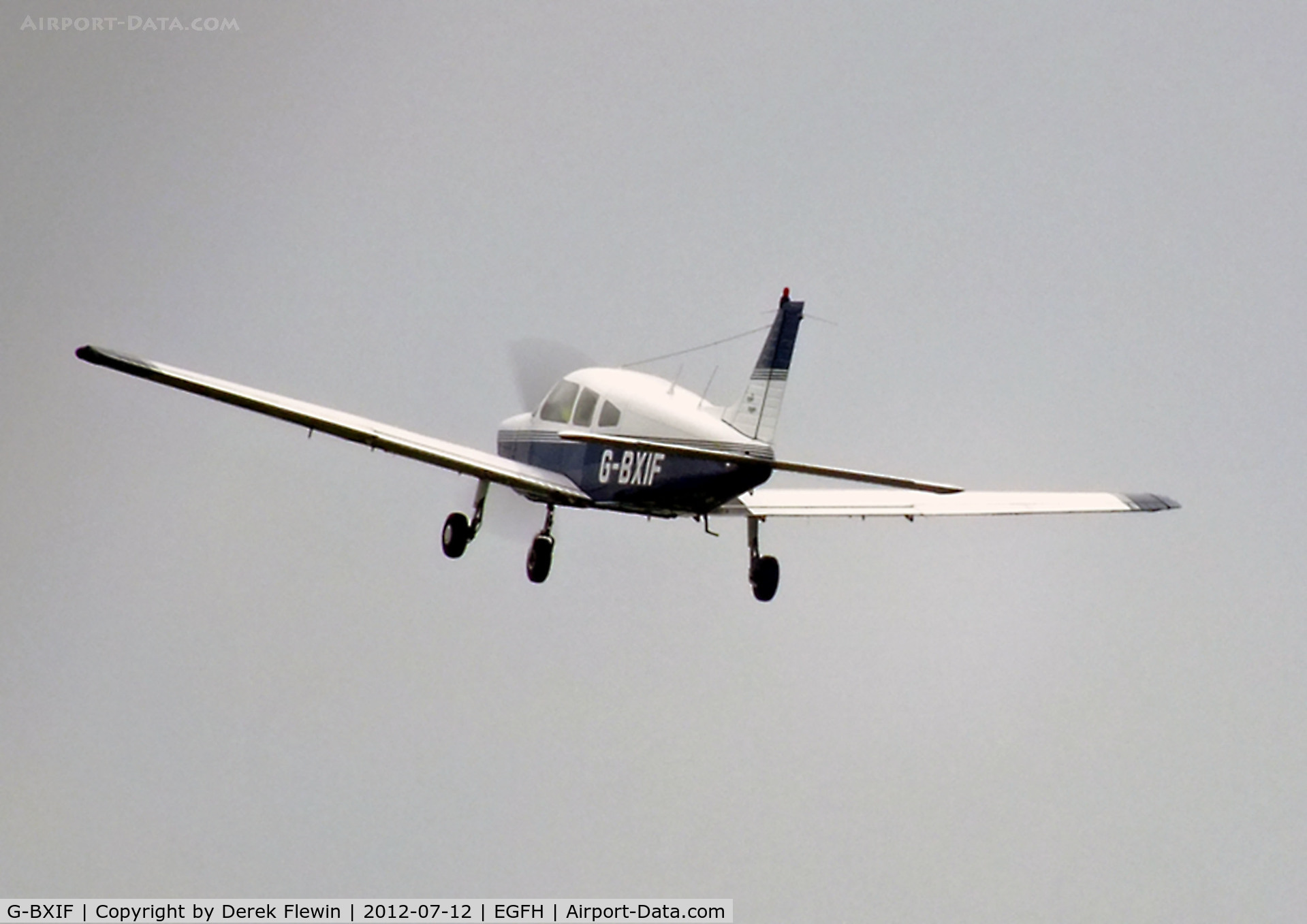 G-BXIF, 1976 Piper PA-28-181 Cherokee Archer II C/N 28-7690404, Climbing out from EGFH en route to EGFF.