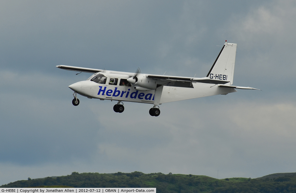 G-HEBI, 1991 Pilatus Britten-Norman BN-2B-20 Islander C/N 2240, Approaching Oban (Connel) airport with the 16.45 service from Colonsay.