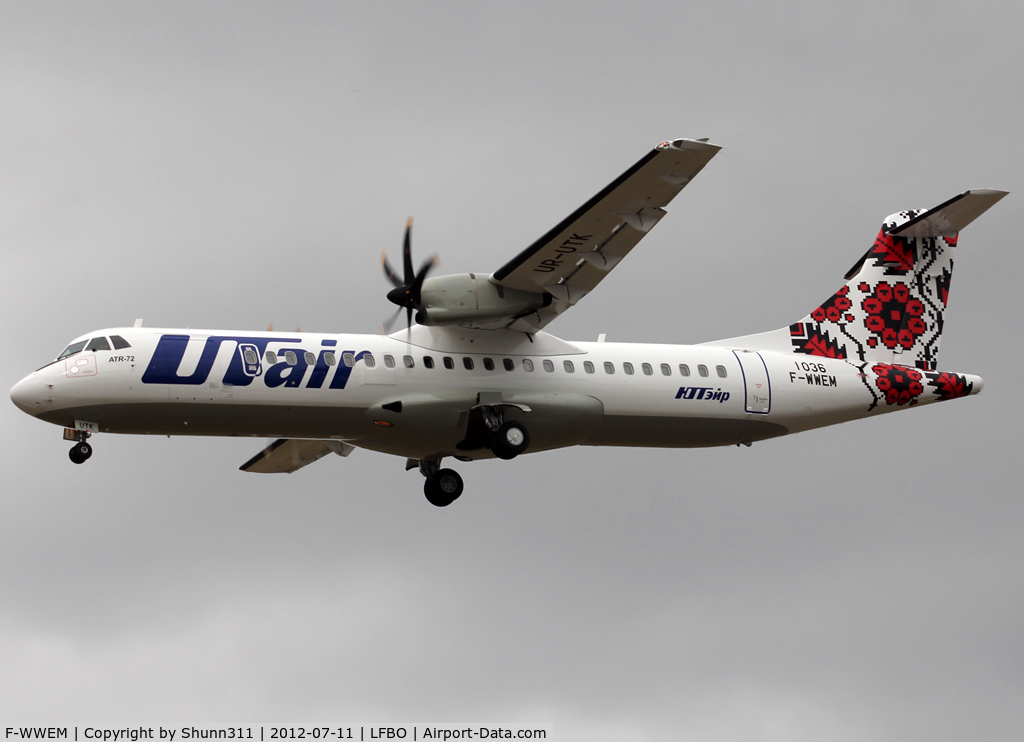 F-WWEM, 2012 ATR 72-500 C/N 1036, C/n 1036 - To be UR-UTK