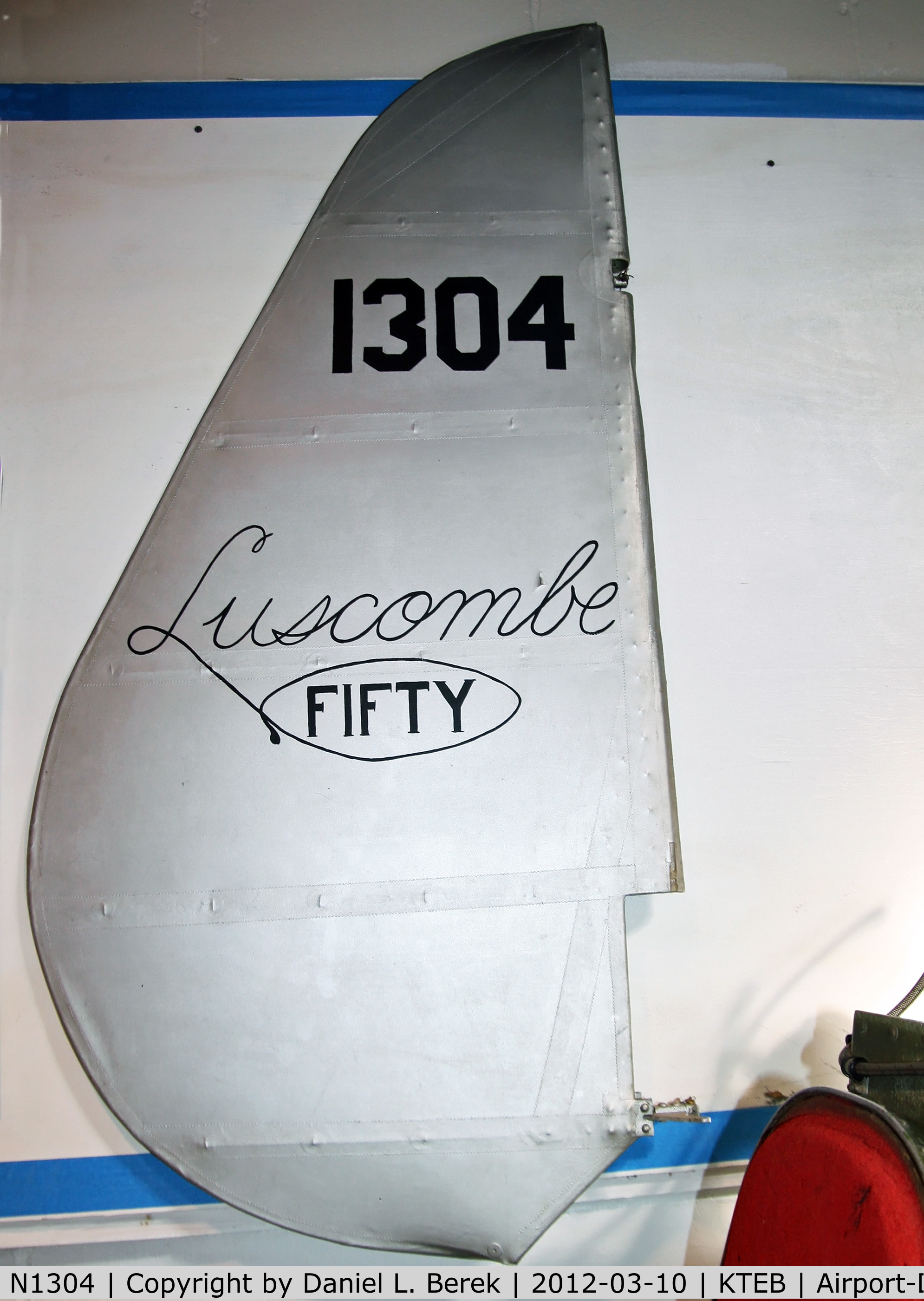 N1304, Luscombe 8 C/N 800, Apparently, a rudder is all that's left of this erstwhile Luscombe Silvaire.  It's on display at the Aviation Hall of Fame of New Jersey.