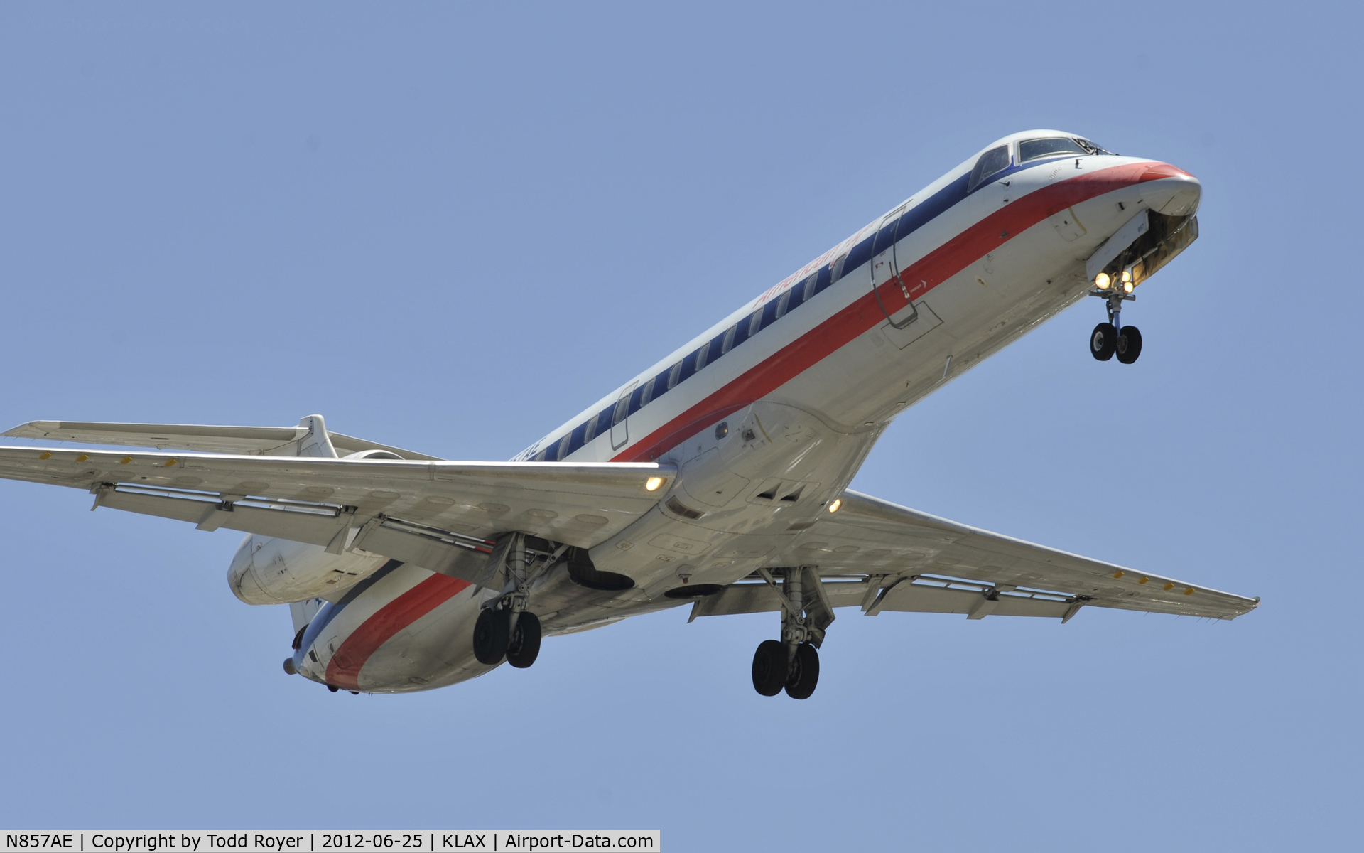 N857AE, 2003 Embraer ERJ-140LR (EMB-135KL) C/N 145752, Arriving at LAX on 24R