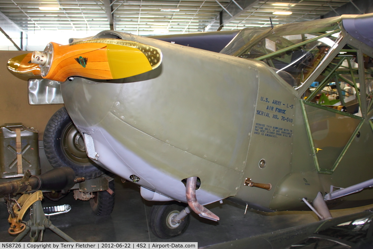 N58726, 1943 Stinson L-5 Sentinel C/N 76-510, At Western Antique Aeroplane & Automobile Museum in Hood River , Oregon