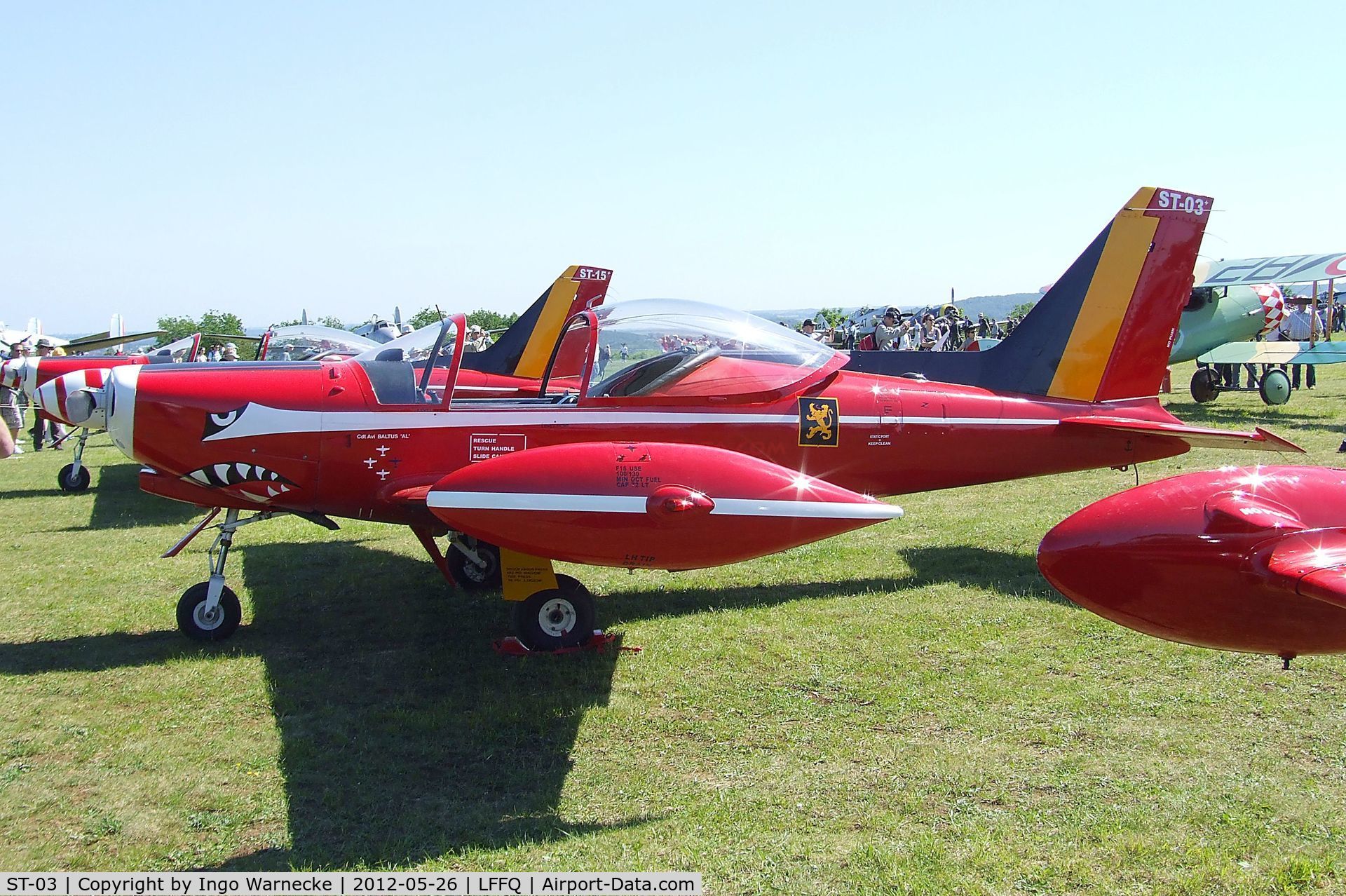 ST-03, SIAI-Marchetti SF-260MB C/N 10-03, SIAI-Marchetti SF.260MB of the 'Diables Rouges / Red Devils' aerobatic team of the Belgian Air Force at the Meeting Aerien 2012, La-Ferte-Alais