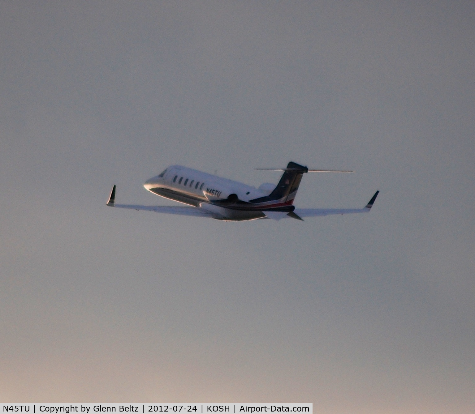 N45TU, 2000 Learjet 45 C/N 120, Departing EAA Airventure/Oshkosh on 24 July 2012