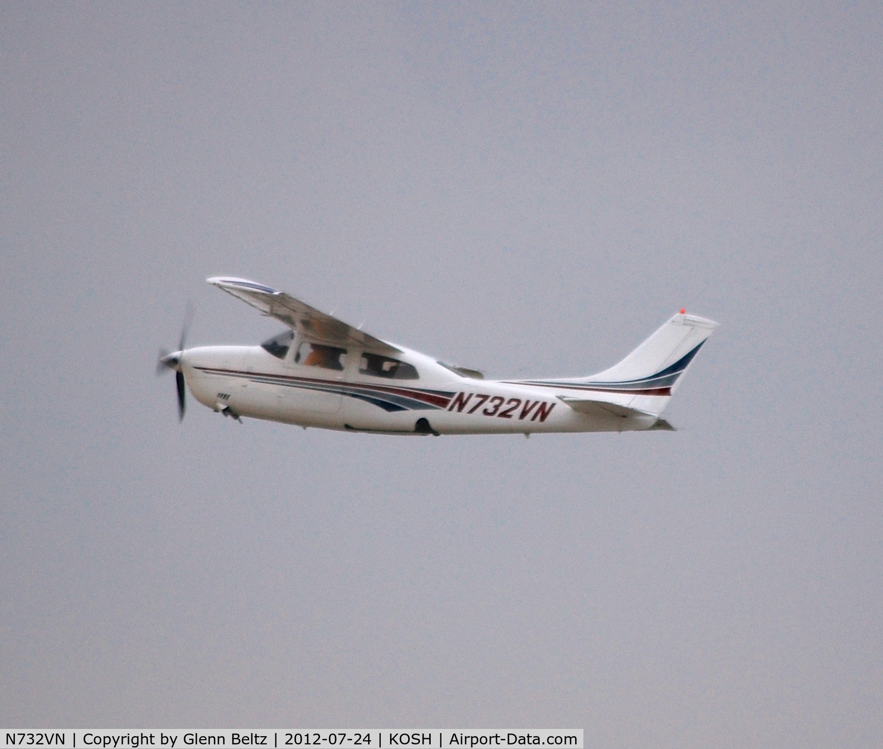 N732VN, 1977 Cessna T210M Turbo Centurion C/N 21061810, Departing EAA Airventure/Oshkosh on 24 July 2012.