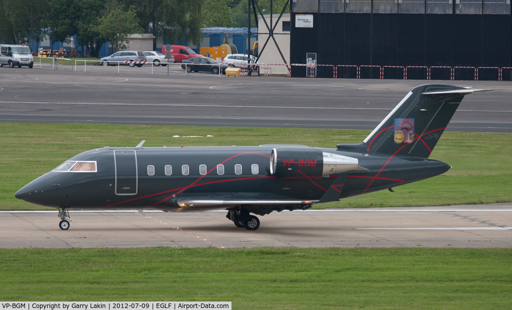VP-BGM, 2008 Canadair Challenger 605 (CL-600-2B16) C/N 5748, lined up for departure at Farnborough