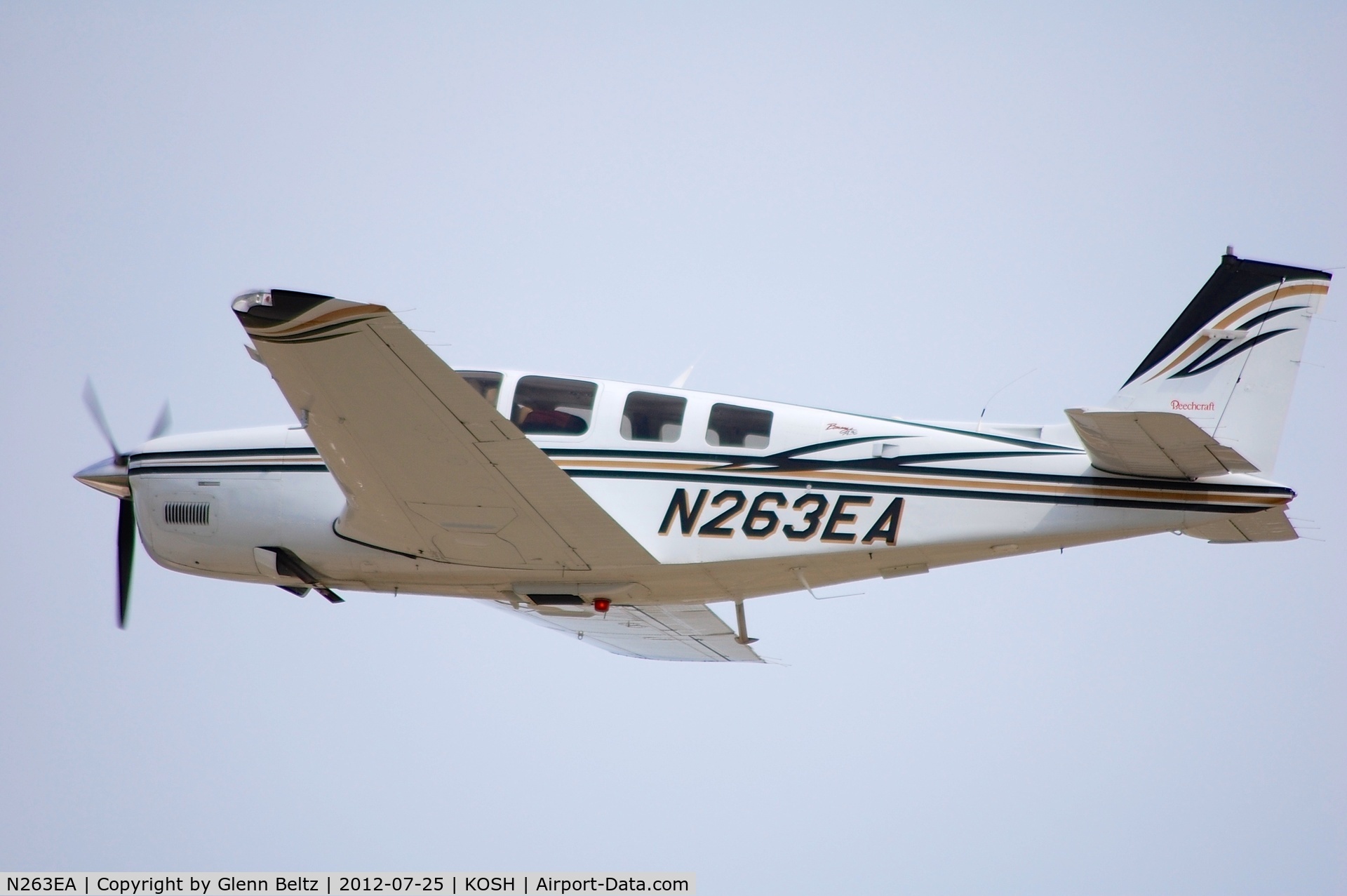 N263EA, 2002 Raytheon Aircraft Company A36 Bonanza C/N E-3437, Departing EAA Airventure/Oshkosh on 25 July 2012.