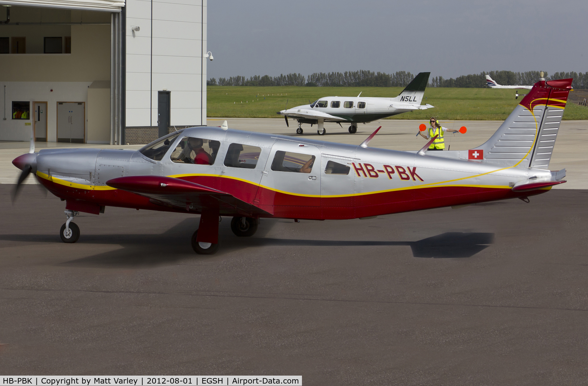 HB-PBK, 1976 Piper PA-32R-300 Cherokee Lance C/N 32R-7780141, Arriving at SaxonAir.