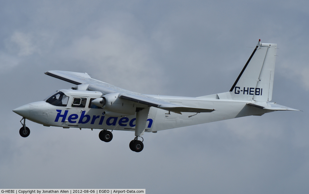 G-HEBI, 1991 Pilatus Britten-Norman BN-2B-20 Islander C/N 2240, Hebridean Air Services B-N Islander G-HEBI approaches Oban with a service from Tiree and Coll.