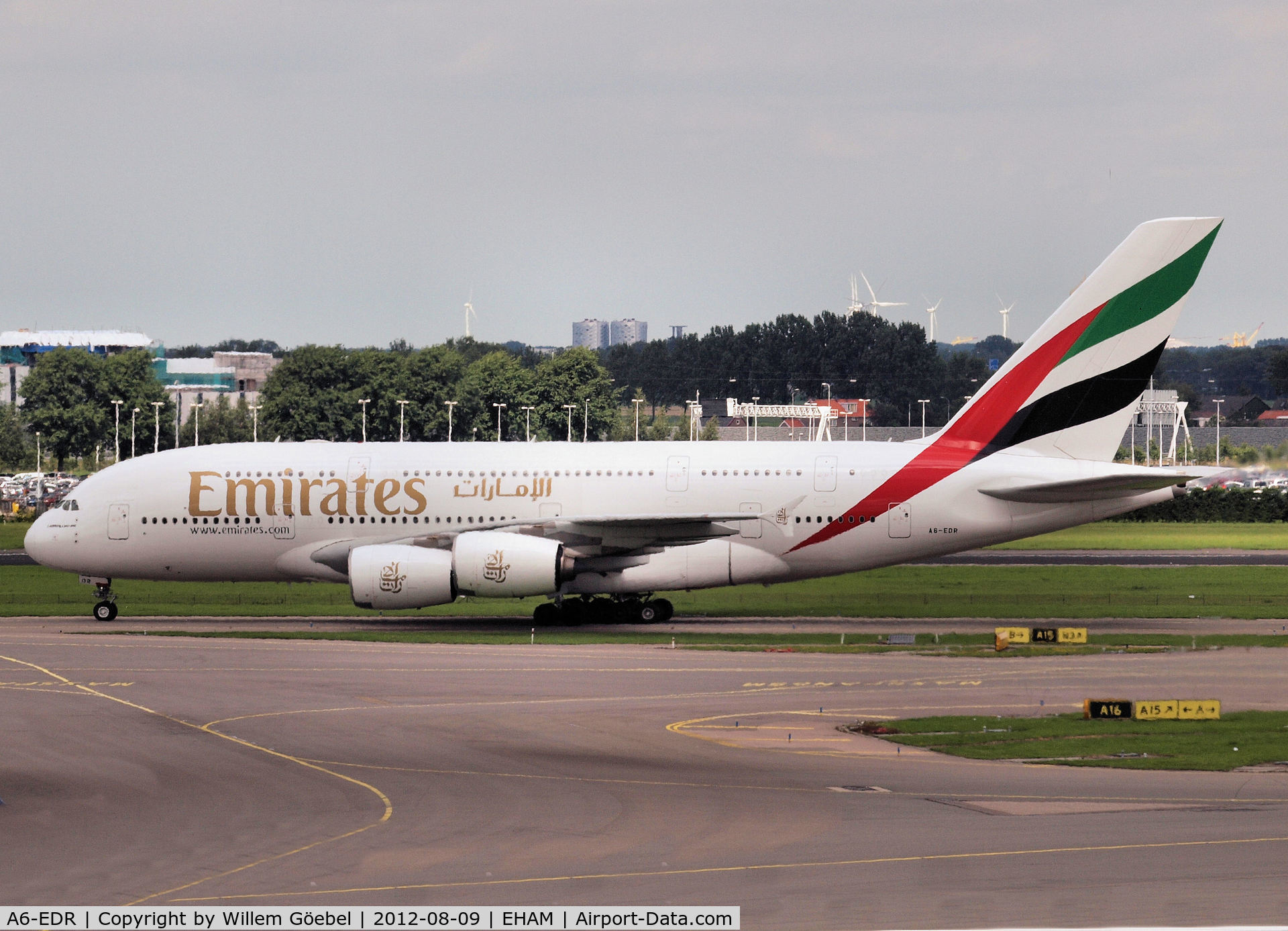 A6-EDR, 2011 Airbus A380-861 C/N 083, Taxi to the gate of Schiphol Airport
