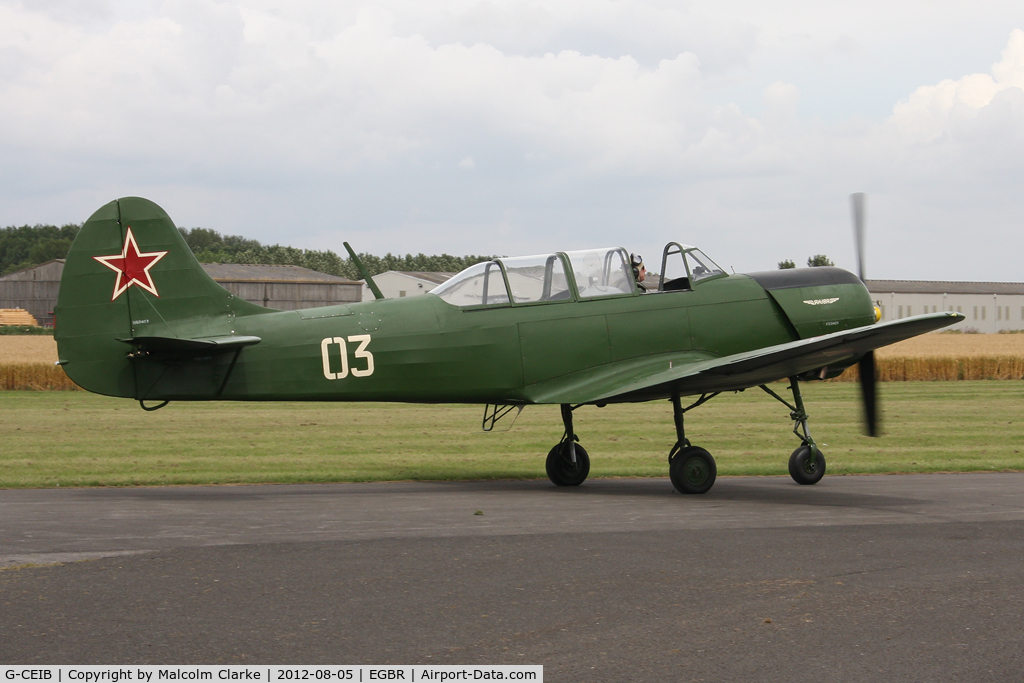 G-CEIB, 1958 Yakovlev Yak-18A C/N 1160403, Yakovlev Yak-18A at The Real Aeroplane Club's Summer Madness Fly-In, Breighton Airfield, August 2012.