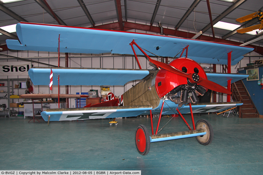 G-BVGZ, 1994 Fokker Dr.1 Triplane Replica C/N PFA 238-12654, Fokker DR1 Triplane Replica at The Real Aeroplane Company'sSummer Madness Fly-In, Breighton Airfield, August 2012.