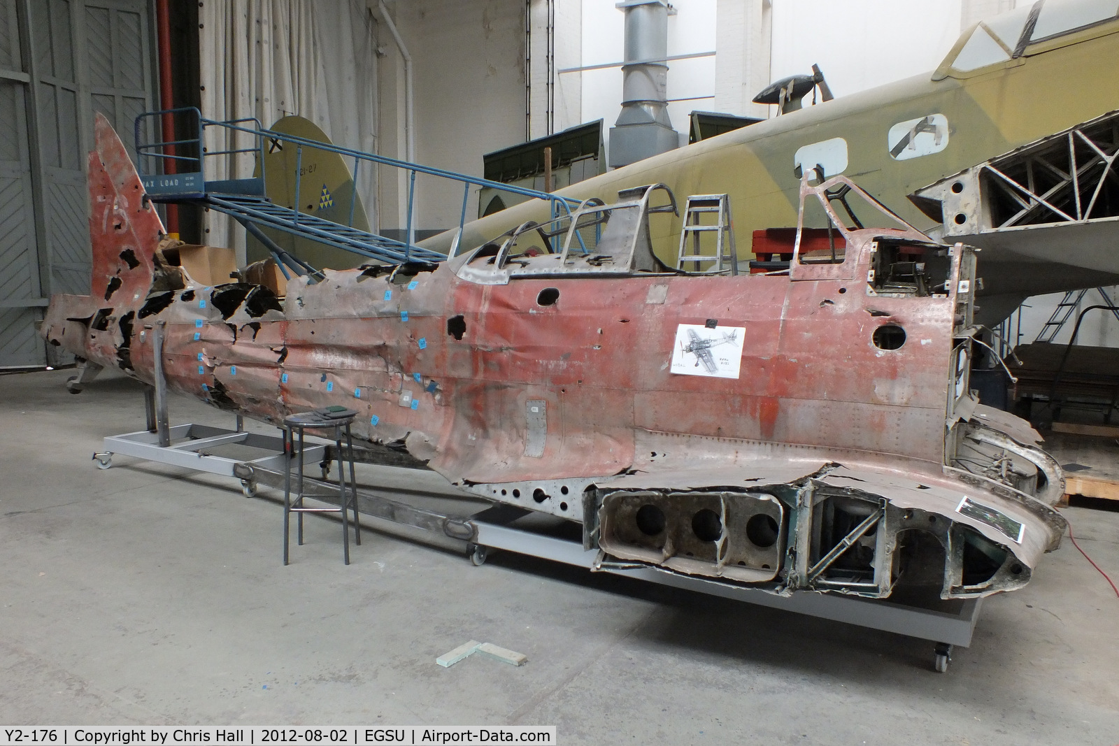 Y2-176, Mitsubishi A6M3-2 Zero C/N 3685, Recovered from Taroa in the Marshall Islands in 1991, originally part of the 252nd Japanese Naval Air Group. Acquired by the IWM in 1999