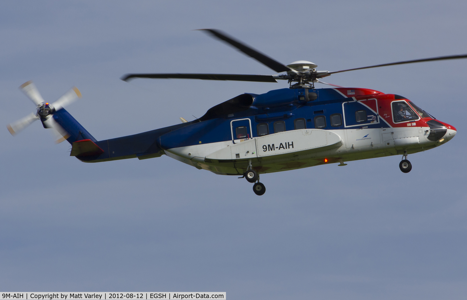 9M-AIH, 2005 Sikorsky S-92A C/N 920024, Arriving at EGSH from Den helder.