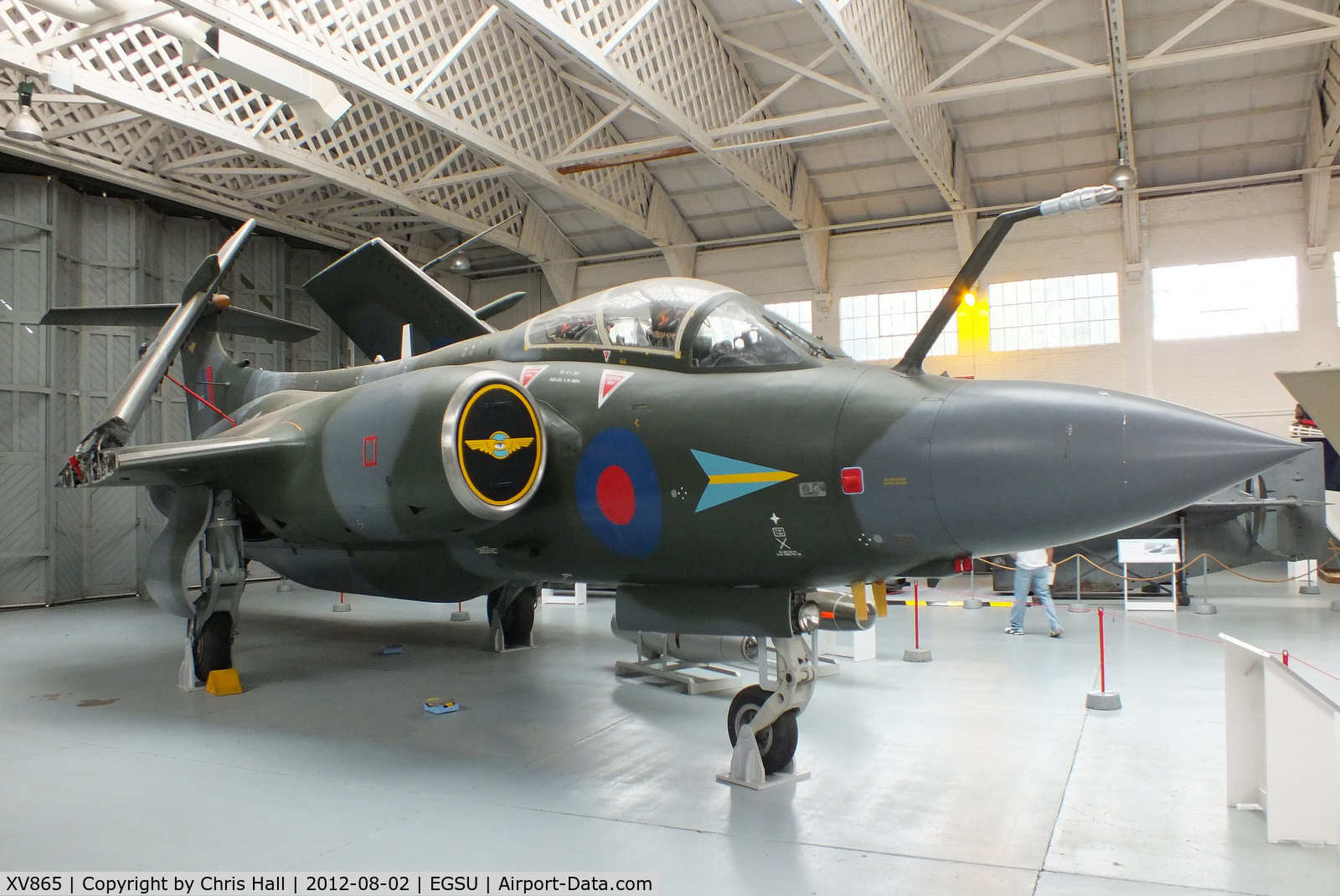 XV865, 1968 Hawker Siddeley Buccaneer S.2B C/N B3-14-67, Served with the Royal Navy with 736 NAS and 809 NAS. Transferred to the RAF and served with 216 Sqn, 208 Sqn, 12 Sqn and 237 OCU. Acquired by the IWM in 1999