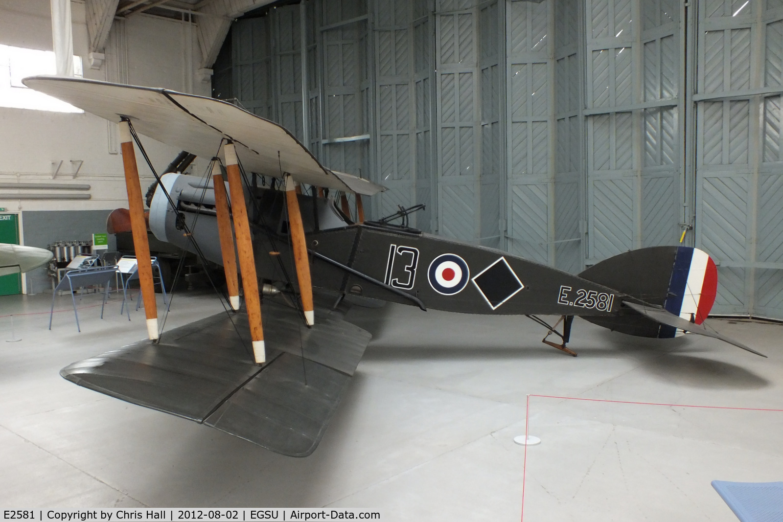 E2581, 1918 Bristol F.2B Fighter C/N 4184, on display in Hangar 4 at the IWM Duxford