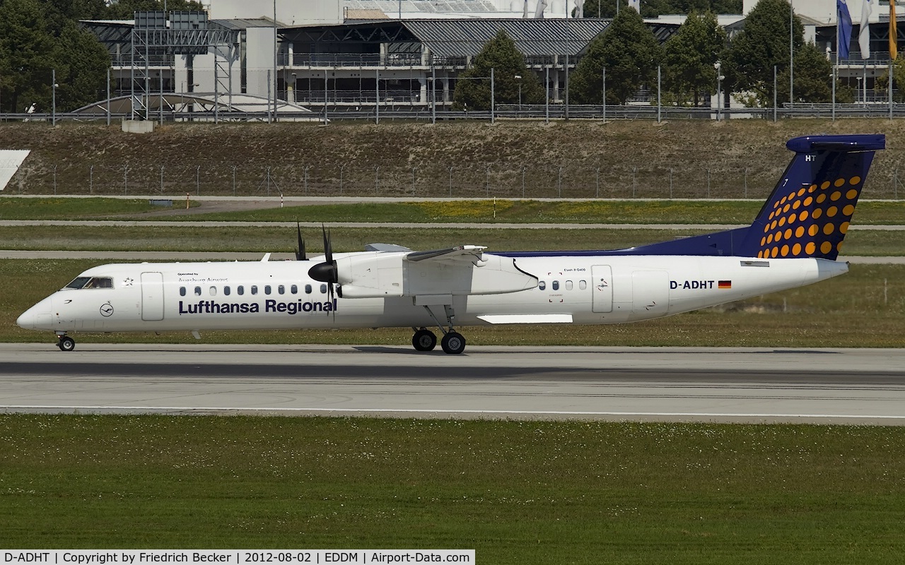 D-ADHT, 2009 De Havilland Canada DHC-8-400Q Dash 8 C/N 4281, line up for departure