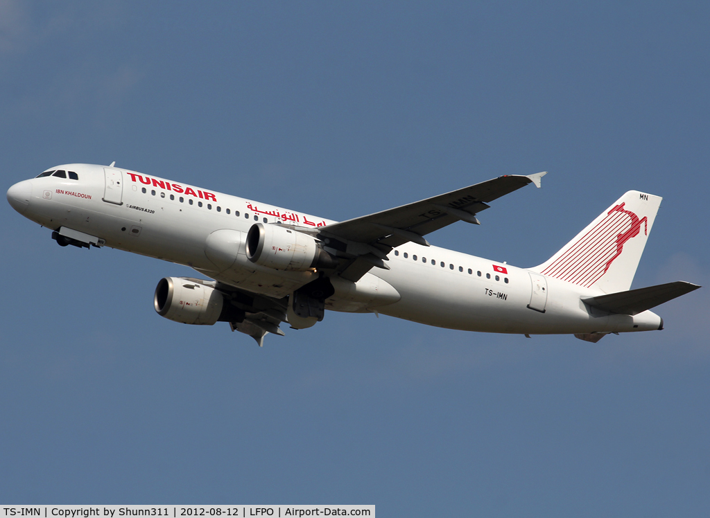 TS-IMN, 2000 Airbus A320-211 C/N 1187, Taking off from rwy 24